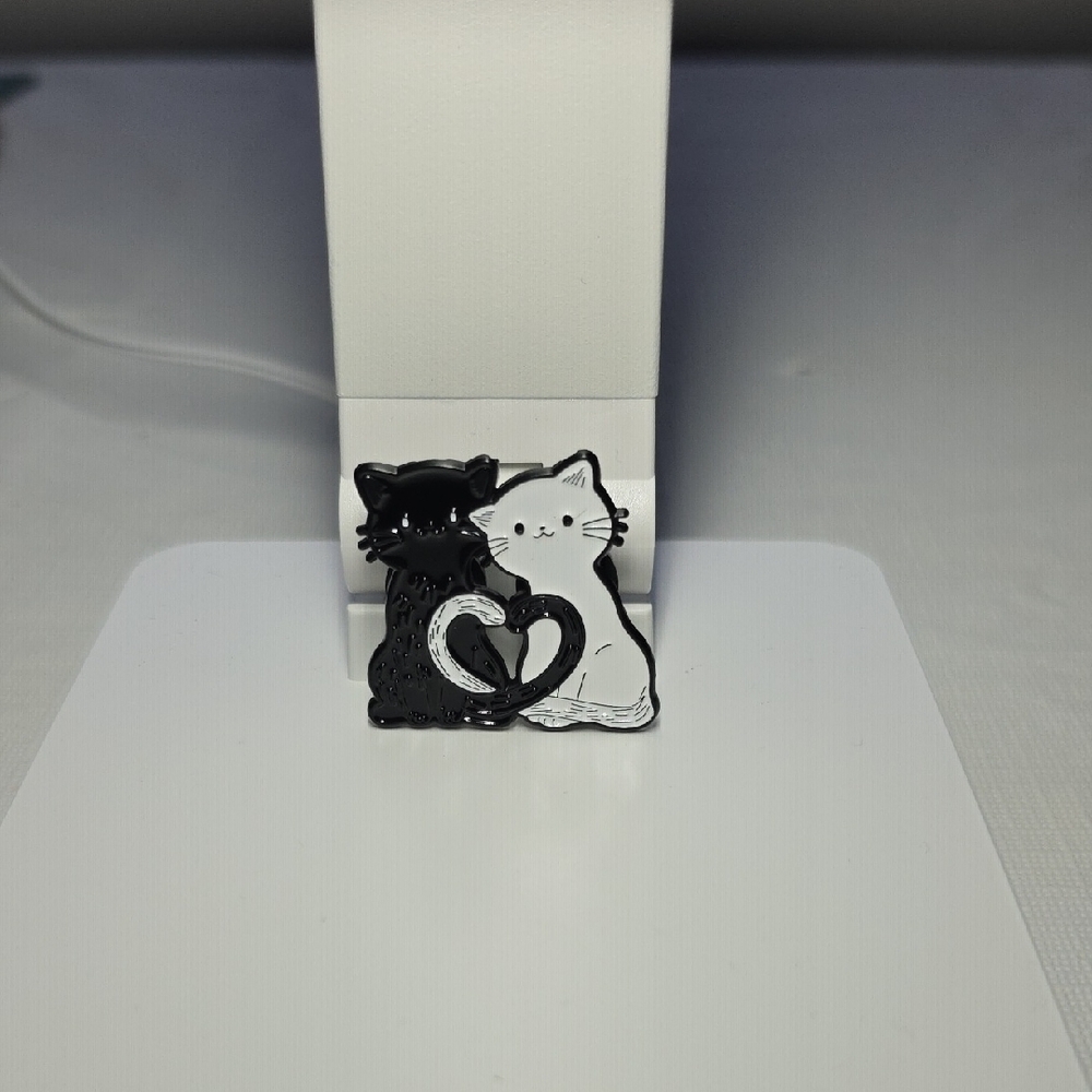 Black and White Cat Enamel Pin